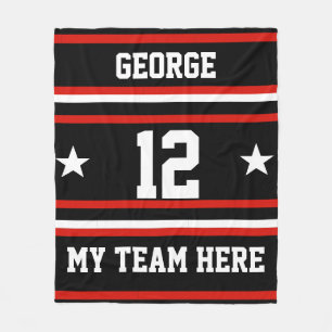 Personalised with name,#, team, sports fan Team Fleece Blanket