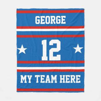 Personalised with name,#, team, sports fan Team Fleece Blanket