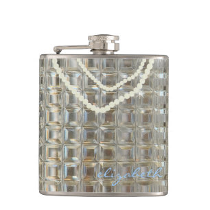 Personalised With Name Wedding Bling Hip Flask