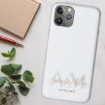 Personalised With Name White Gold Modern Monogram iPhone 11 Pro Case<br><div class="desc">Introducing the Personalised With Name White Gold Modern Monogram iPhone Case – a sleek and stylish accessory that combines personalisation with premium phone protection. This monogram phone case features a custom name and monogram in elegant handwritten cursive script, creating a signature look. Designed for both iPhone and Samsung Galaxy users,...</div>