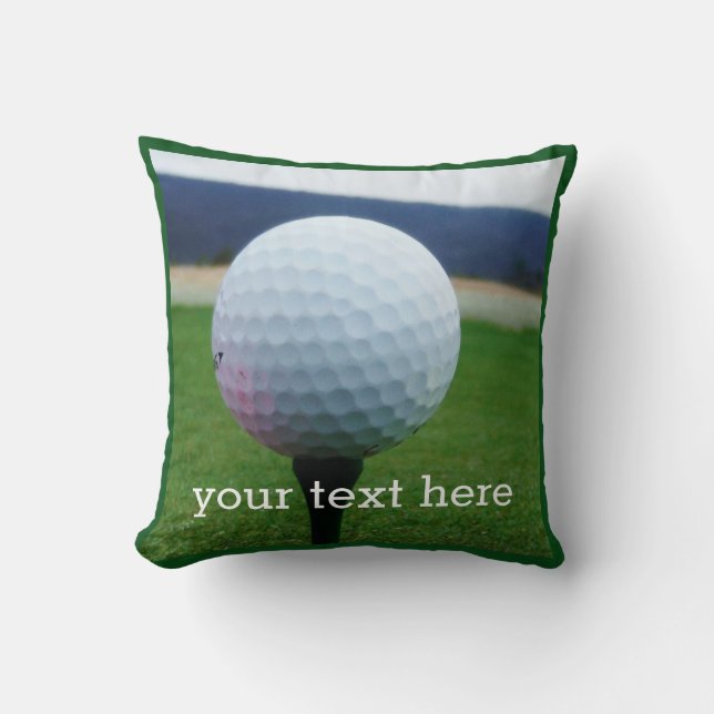 Personalised with Name white golf ball Cushion (Front)