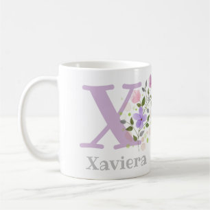 Personalised with Name Xaviera and First Initial. Coffee Mug