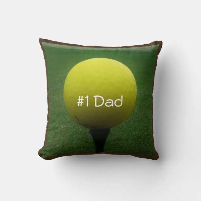 Personalised with Name Yellow golf ball Cushion (Front)