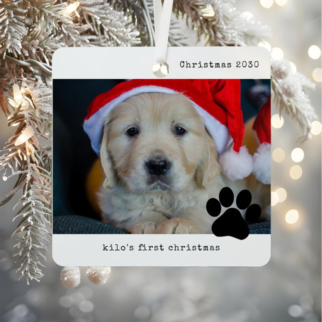 Personalised With Photo Dog's First Christmas Metal Tree Decoration (Creator Uploaded)