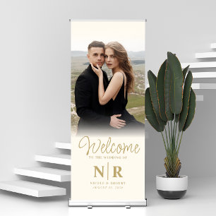 Personalised With Photo Wedding Monogram Welcome Retractable Banner