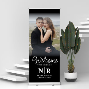 Personalised With Photo Wedding Monogram Welcome Retractable Banner