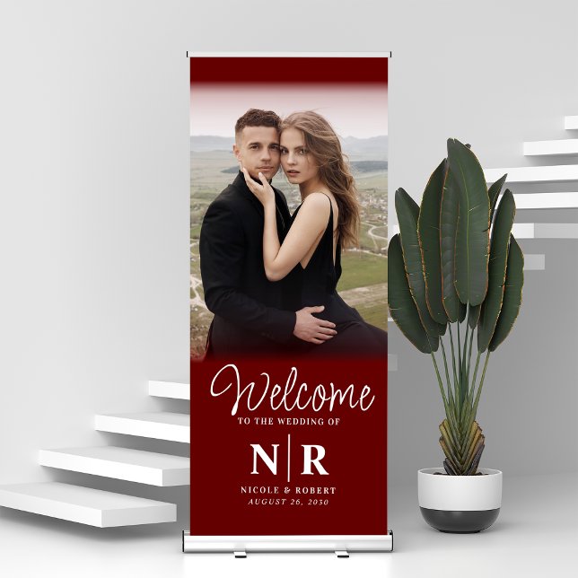 Personalised With Photo Wedding Monogram Welcome Retractable Banner (Creator Uploaded)