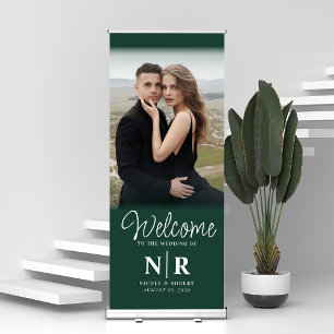 Personalised With Photo Wedding Monogram Welcome Retractable Banner