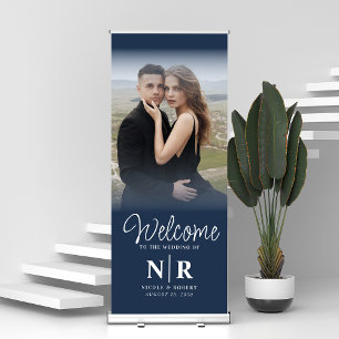 Personalised With Photo Wedding Monogram Welcome Retractable Banner