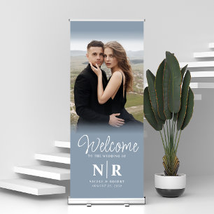 Personalised With Photo Wedding Monogram Welcome Retractable Banner