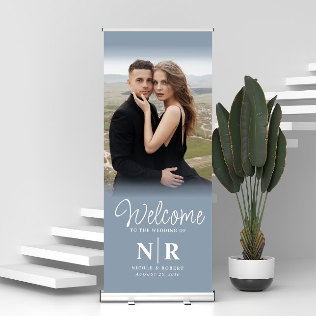 Personalised With Photo Wedding Monogram Welcome Retractable Banner (Creator Uploaded)
