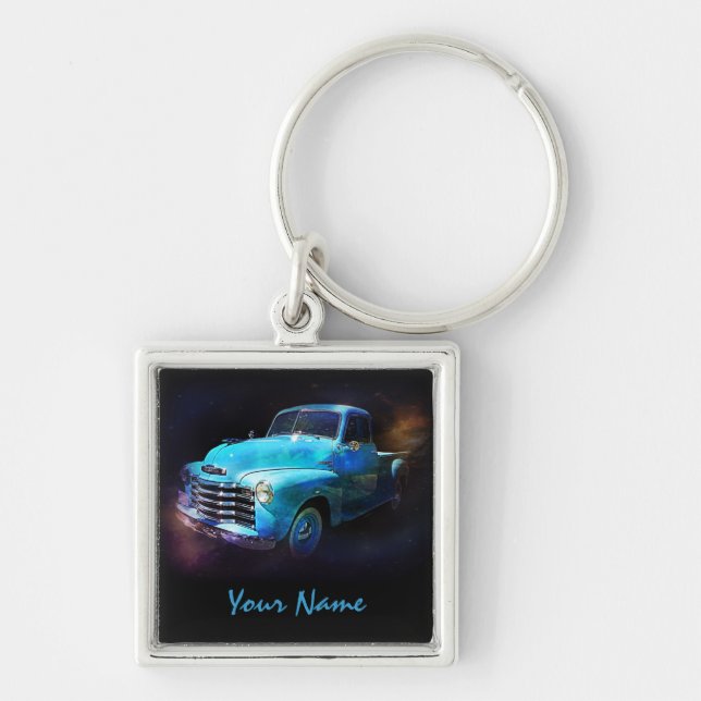 Personalised with Your Name -  Antique Truck Key Ring (Front)