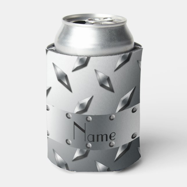 Personalised with your name diamond plate steel can cooler (Can Front)