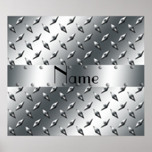 Personalised with your name diamond plate steel poster