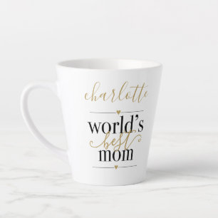 Personalised Wolds Best Mum Black And Gold Latte Mug