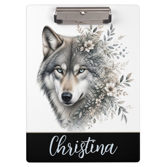 Personalised Wolf  Clipboard (Front)