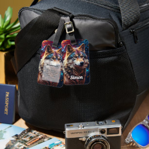 Personalised Wolf Galaxy  Luggage Tag