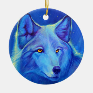 Personalised Wolf Ornaments   Blue Wolves