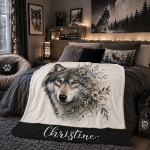 Personalised Wolf Sherpa Blanket