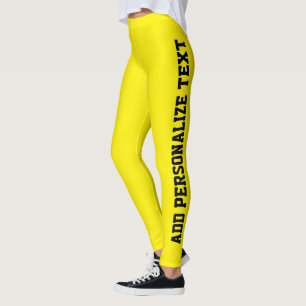 Personalised Women Activewear Black Bright Yellow Leggings