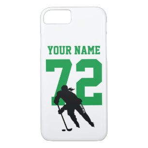 Personalised Women Hockey Player Name Number Green iPhone 8/7 Case