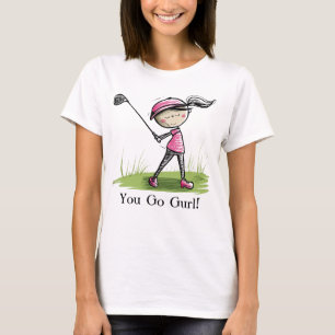 Personalised Women’s Golf Tee –Cartoon Lady Golfer