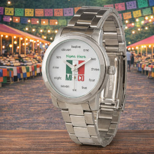 Personalised Women’s Mexico Flag Numbers  Watch
