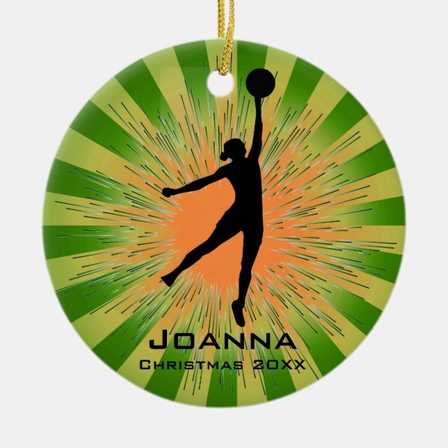 Personalised Women's Basketball Ornament (Front)