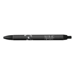 Personalised Women's Black Sparkly White Diamond Ink Pen