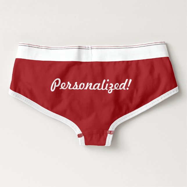 Personalised Women's Boy Briefs Red (Back)
