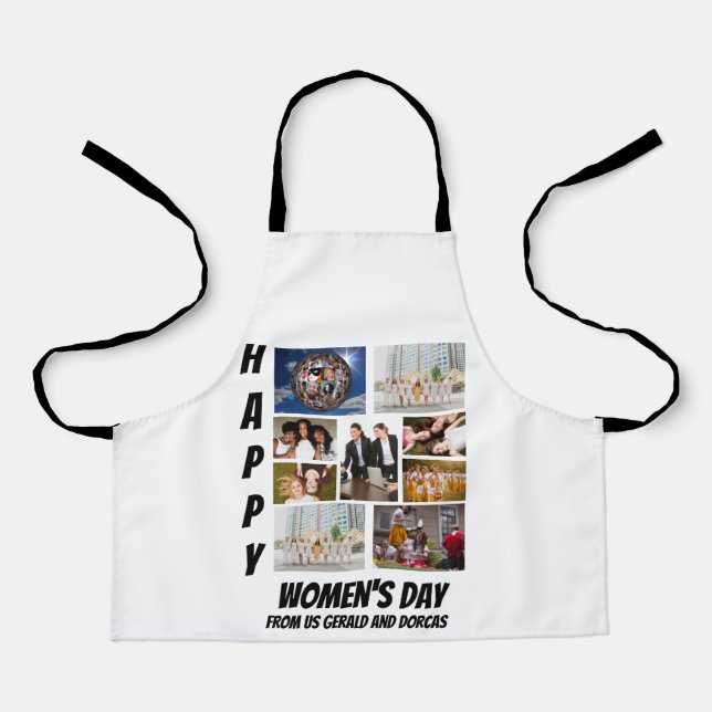 Personalised Women's Day  9 Photo Collage Apron (Front)