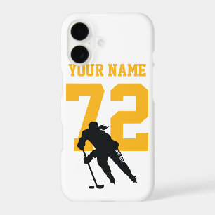 Personalised Womens Hockey Player Name Number Gold