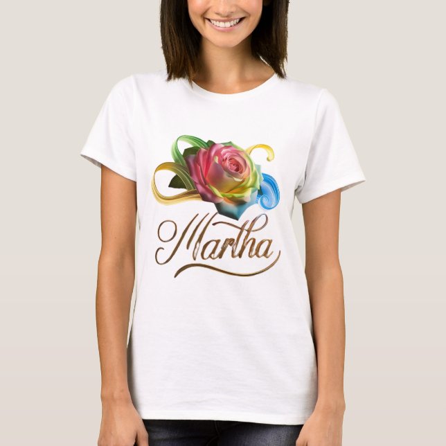 Personalised Women's T-Shirt with Colourful Rose (Front)