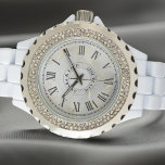Personalised Women's Watch – Roman Numerals<br><div class="desc">Personalised Women's Watch – Roman Numerals, Marble Dial & Diamanté Bezel – Elegant Gift for Her. Celebrate a love that shines with this stunning Personalised Women's Rhinestone Watch — a meaningful and stylish gift for weddings, anniversaries, engagements, or any romantic milestone. Whether it’s a meaningful wedding gift, an elegant anniversary...</div>