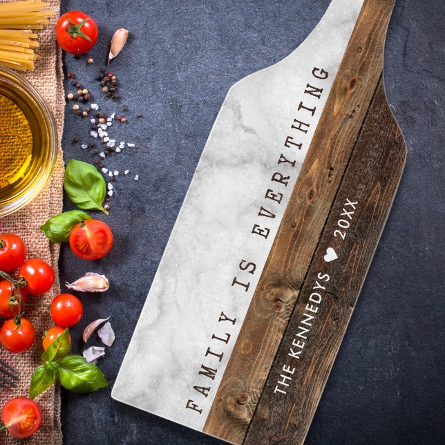 Personalised Wood And Marble Quote Family Name Cutting Board (Personalized  Family Name Family is everything  Quote Wood And Marble Cutting Board)