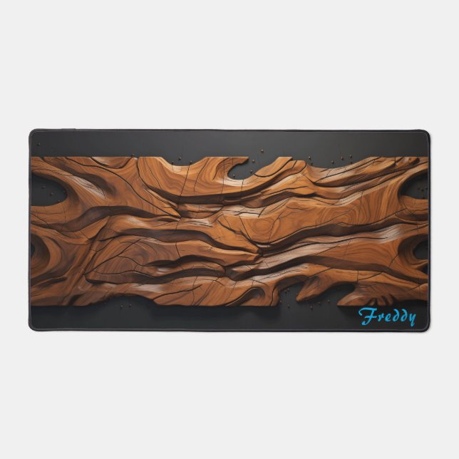 Personalised Wood Carving Panel Desk Mat (Front)