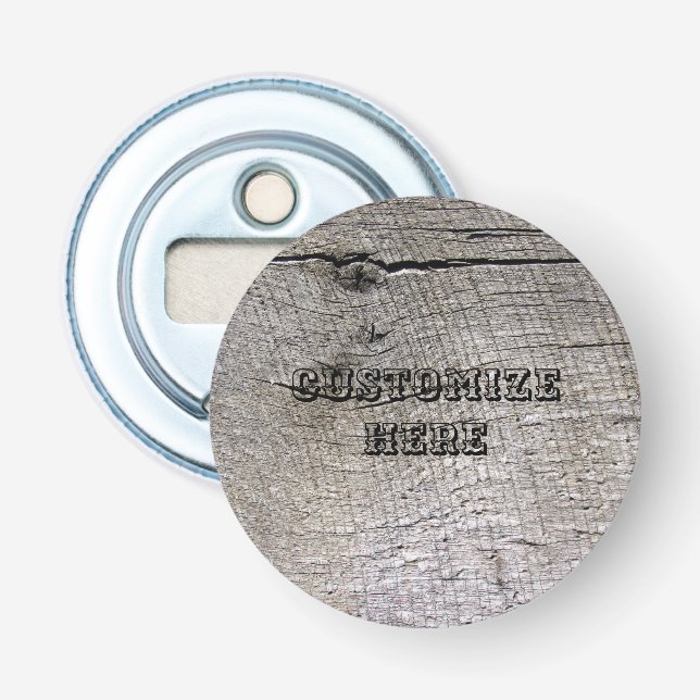 Personalised Wood Design Magnet Bottle Opener (Front)