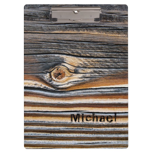 Personalised Wood Grain Pattern Clipboard (Front)