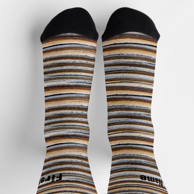 Personalised Wood Grain Stripes Socks (Top)
