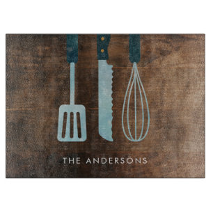 Personalised Wood Kitchen Utensils Family Name Cutting Board
