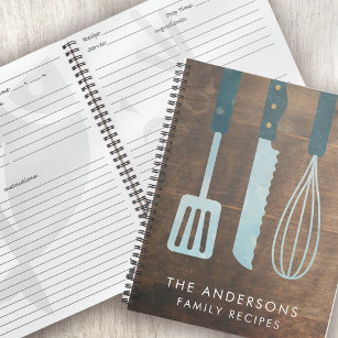 Personalised Wood Kitchen Utensils Recipe Book