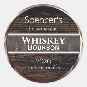 Personalised Wood, Metal & Leather Classic Round Sticker