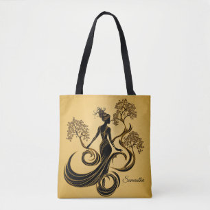 Personalised Wood Nymph on Gold Background Tote Bag