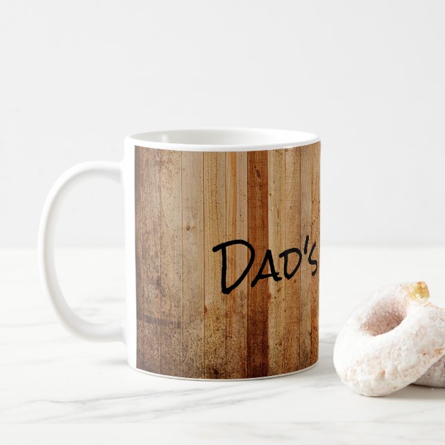 Personalised Wood Rustic Country Brown Black Dad's Coffee Mug (With Donut)