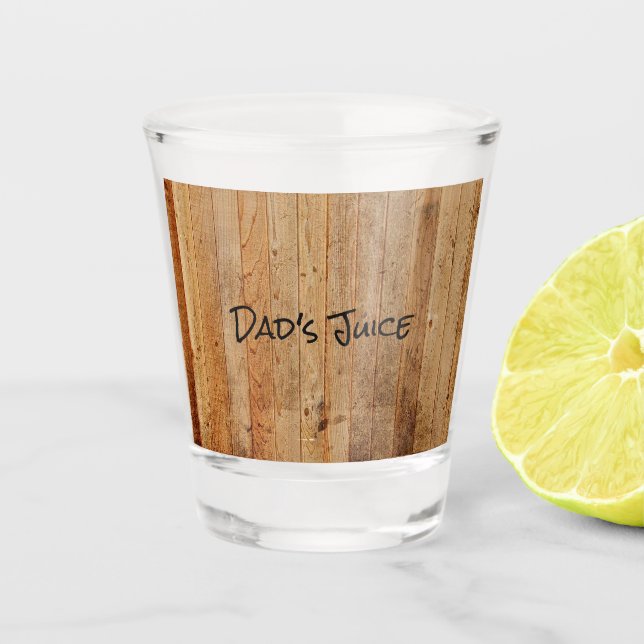 Personalised Wood Rustic Country Brown Black Dad's Shot Glass (Front)