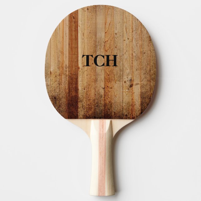 Personalised Wood Rustic Country Brown Black  Ping Pong Paddle (Front)