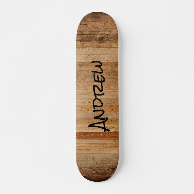 Personalised Wood Rustic Country Brown Black   Skateboard (Front)