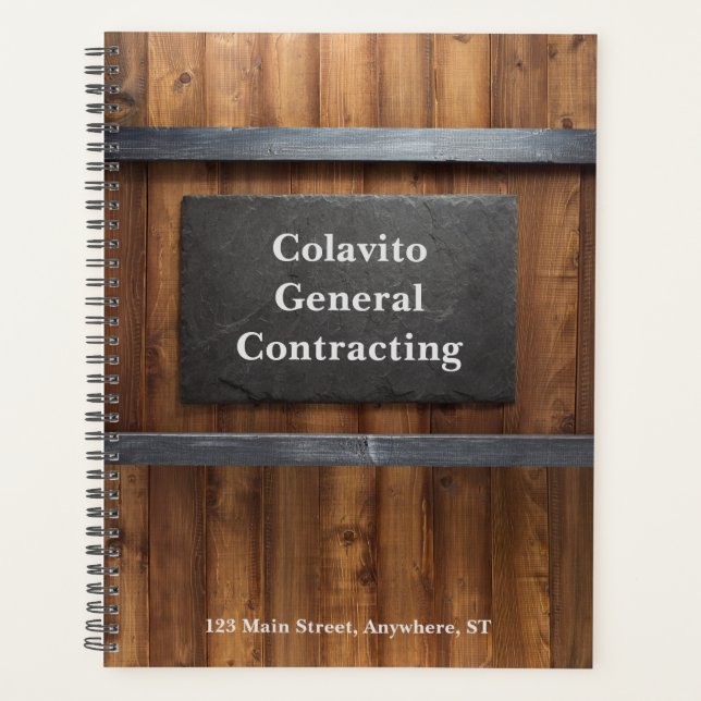 Personalised Wood & Slate Business Planner (Front)
