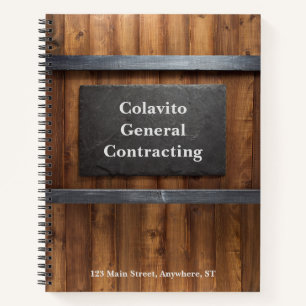 Personalised Wood & Slate Construction Notebook