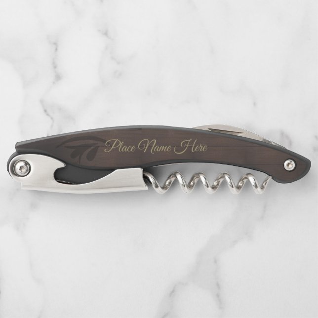 Personalised Wooden (Faux) Pocket Corkscrew (Front)